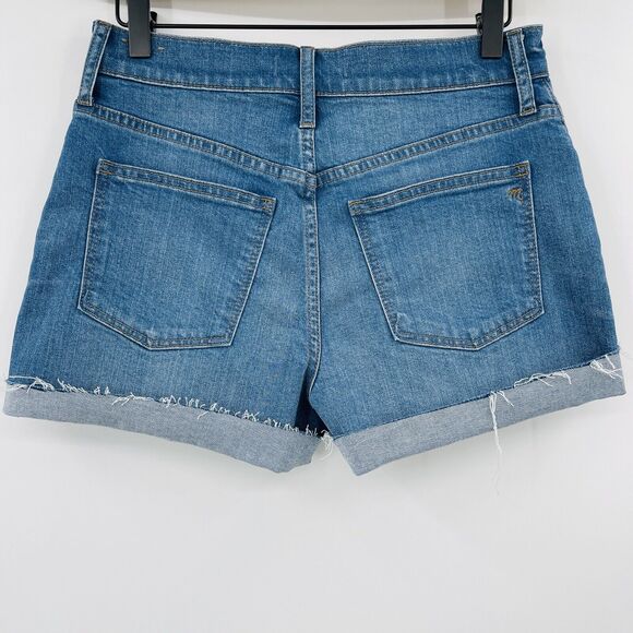 Madewell Womens Jean Shorts Sz 26 High Rise Boyshorts Button Fly Cut Off Denim - Picture 4 of 9